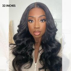 Luvme Hair 180% Density | Natural Black Loose Body Wave 5x5 Closure HD Lace Glueless Mid Part Long Wig | Large & Small Cap Size