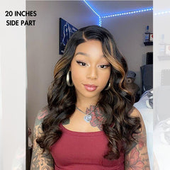 PreMax Wigs | Blonde Mix Black Loose Wave Glueless 5x5 Closure HD Lace Wig Pre-Cut Lace | Large & Small Cap Size