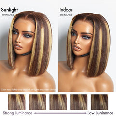 Luvme Hair PartingMax Glueless Wig Honey Blonde Highlight Silky Blunt Cut 7x6 Closure HD Lace Bob Wig