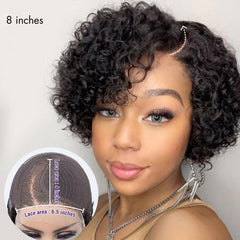 1 SEC INSTALL WIG | Honey Blonde Highlight / Natural Black Kinky Curly Glueless Minimalist HD Lace Classic Short Wig Pre-Cut Lace