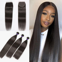 Upgraded Brazilian Hair | 3 Bundles with 5x5 HD Lace Closure Virgin Hair (Straight / Body Wave)