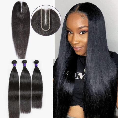 Upgraded Brazilian Hair | HD Lace Deep Part 2x6 Closure with 3 Bundles Virgin Straight Hair