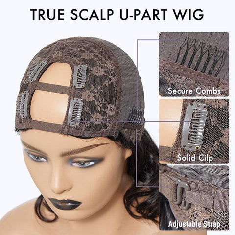 Kinky Straight U Part Quick & Easy Affordable 100% Human Hair Wig