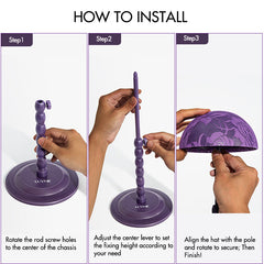 Wig Stand 2pcs Adjustable Height Portable Wig Holder, Easy to Install Support Wig Display Stand