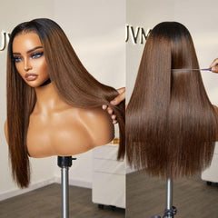 Luvme Hair Pre-Knotless PartingMax Glueless 7x6 HD Lace Ombre Brown Silky Straight Wig Pre-Cut Lace