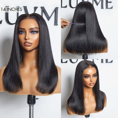 PreMax Wigs | Jet Black Middle Part Silky Straight Glueless 5x5 Closure Lace Wig Pre-Cut Lace