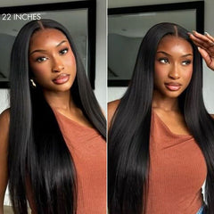 PreMax Wigs | Jet Black Middle Part Silky Straight Glueless 5x5 Closure Lace Wig Pre-Cut Lace