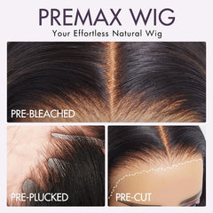 PreMax Wigs | Super Natural Hairline Silky Straight Glueless 13x4 Frontal Lace Wig Human Hair Pre-Cut Lace