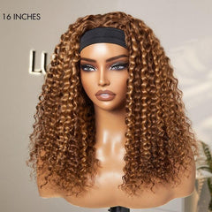 Throw On & Go Classic Style Blonde Highlight Deep Wave Glueless Headband Wig