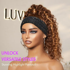 Throw On & Go Classic Style Blonde Highlight Deep Wave Glueless Headband Wig