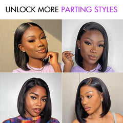 PreMax Wigs | Super Natural Hairline Silky Blunt Cut Bob Glueless 13x4 Frontal Lace Human Hair Short Wig Pre-Cut Lace