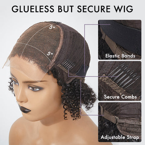 PreMax Wigs | Jet Black Middle Part Silky Straight Glueless 5x5 Closure Lace Wig Pre-Cut Lace