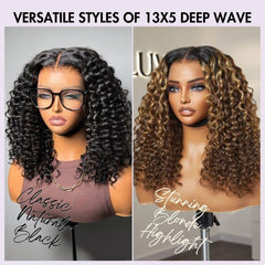 PreMax 2.0 Wigs | Nature Max Deep Wave Ear-to-ear Glueless 13x5 Frontal HD Lace Long Curly Wig