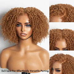 Go Natural Ease | Breathable Cap Natural Bouncy Fluffy Jerry Curl Glueless 5x5 Closure Lace Wig Ready to Go