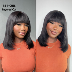 Breathable Cap Yaki Straight Ultra Natural Minimalist Lace Long Wig with Bangs