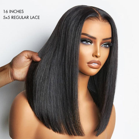 PreMax Wigs | Silky Blunt Cut Glueless 2x6 / 5x5 Closure Lace Shoulder Length Bob Wig Pre Plucked & Bleached