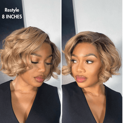 Ash Blonde Ombre / Natural Black Blunt Cut Bob Glueless Minimalist HD Lace Short Bob Wig Ready to Go