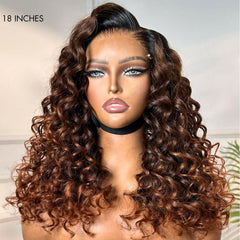 Luvme Hair PartingMax Glueless Wig Ombre Copper Brown Water Wave 7x6 Closure HD Lace Wig