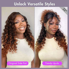 Luvme Hair PartingMax Glueless Wig Ombre Copper Brown Water Wave 7x6 Closure HD Lace Wig