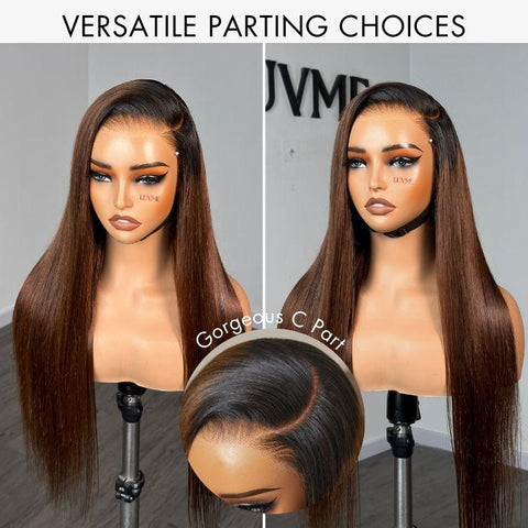 Luvme Hair Pre-Knotless PartingMax Glueless 7x6 HD Lace Ombre Brown Silky Straight Wig Pre-Cut Lace