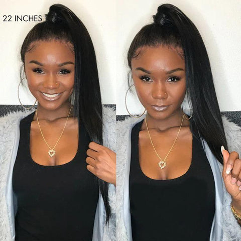 Straight Virgin Human Hair Sleek Ponytail Extension Easy to Wear | Upgraded 2.0 (Get Free Trendy Scrunchies)