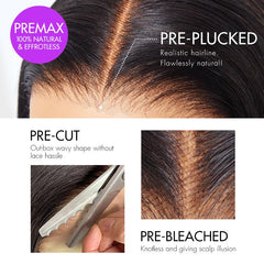 PreMax Wigs | Super Natural Hairline Ombre Brown Loose Body Wave Glueless 5x5 Closure Lace Wig Pre-Cut Lace