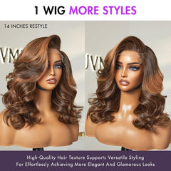 Effortlessly Chic Pre-Layered Cut Brown Highlight Glueless Minimalist HD Lace Shoulder Length Wig