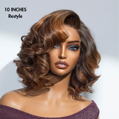 1 SEC INSTALL WIG | Mature Boss Brown Ombre Highlight / Natural Black / Salt and Pepper Loose Wave Glueless Minimalist HD Lace Wig