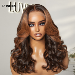 Elegant Copper Ombre Highlights Loose Body Wave Glueless 5x5 Closure Pre-Cut Lace Wig Breathable Cap