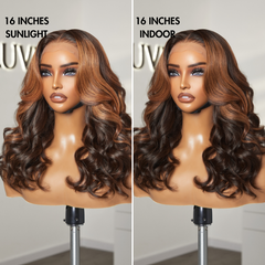 Elegant Copper Ombre Highlights Loose Body Wave Glueless 5x5 Closure Pre-Cut Lace Wig Breathable Cap