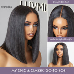 1 SEC INSTALL WIG | Deep Middle Part Blunt Cut Bob Glueless 2x6 Closure HD Lace Wig Pre-Cut Lace