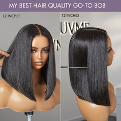 1 SEC INSTALL WIG | Deep Middle Part Blunt Cut Bob Glueless 2x6 Closure HD Lace Wig Pre-Cut Lace