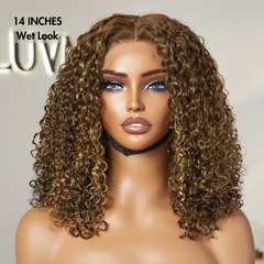 Honey Blonde Highlight Kinky Curly Glueless 5x5 Closure HD Lace Wig Breathable Cap