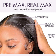 PreMax Wigs | Ultra Natural Hairline Brown Highlight Silky Straight Glueless 13x4 Frontal Lace Long Wig Pre-Cut Lace