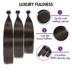 Upgraded Brazilian Hair | 3 Bundles with 5x5 HD Lace Closure Virgin Hair (Straight / Body Wave)