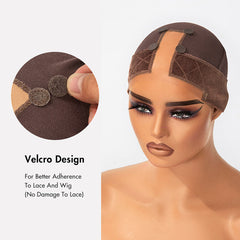 Lace Wig Grip Cap for a Natural Middle Part, Non-Slip Velvet Band & Velcro for Secure Fit