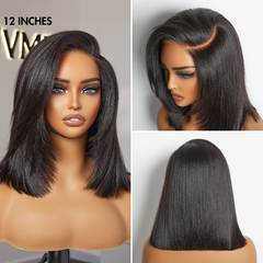 Layered Cut Yaki Straight Left C Part Glueless Minimalist HD Lace Bob Wig Ready to Go