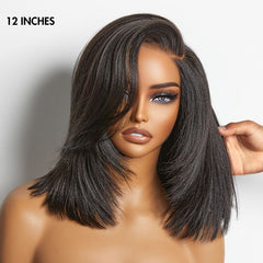 Layered Cut Yaki Straight Left C Part Glueless Minimalist HD Lace Bob Wig Ready to Go