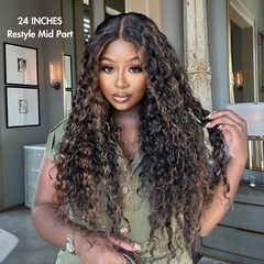 Brown Highlights Funmi Curly Glueless 5x5 / 7x6 Closure Lace Long Curly Wig Beginner Friendly