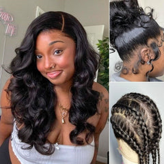 Luvme Hair Full Lace Classy Natural Black Body Wave / Straight Free Parting Half Up Half Down Wig