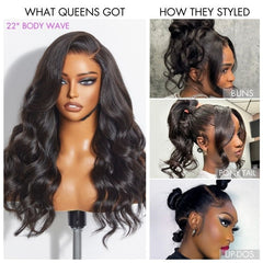 Luvme Hair Full Lace Classy Natural Black Body Wave / Straight Free Parting Half Up Half Down Wig