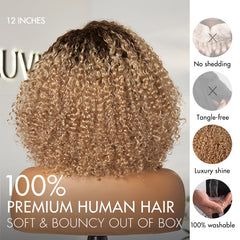 Put On & Go Ombre Ash Blonde Kinky Curly Glueless Minimalist HD Lace Wig Pre-Cut Lace