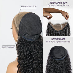 ZIP & GO WIGS | Deep Wave Natural Max Ear-to-Ear 13x5 Frontal HD Lace Wig Buy 1 Get 1 Free Replaceable Top