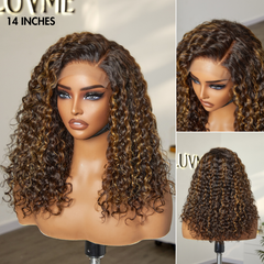 Brown Highlights Funmi Curly Glueless 5x5 / 7x6 Closure Lace Long Curly Wig Beginner Friendly