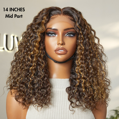 Brown Highlights Funmi Curly Glueless 5x5 / 7x6 Closure Lace Long Curly Wig Beginner Friendly