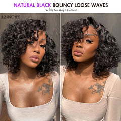 Luvme Hair Mature Bouncy Left C Part Natural Black / Ginger Ombre Loose Wave Glueless Minimalist HD Lace Wig Ready to Go