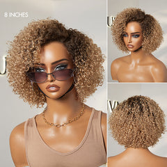 Put On & Go Ombre Ash Blonde Kinky Curly Glueless Minimalist HD Lace Wig Pre-Cut Lace