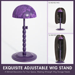 Wig Stand 2pcs Adjustable Height Portable Wig Holder, Easy to Install Support Wig Display Stand