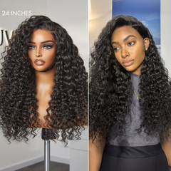 PreMax Wigs | Ear to Ear Super Natural Hairline Deep Wave Glueless 5x5 Upgraded Lace Front Long Curly Wig Pre-Cut Lace