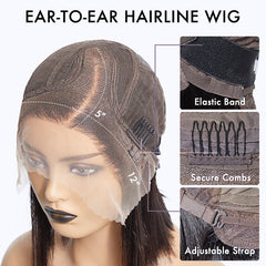 Ultra Natural Slicked Back Short Curly Wig Glueless Ear-to-ear Wide T Lace Front Wig